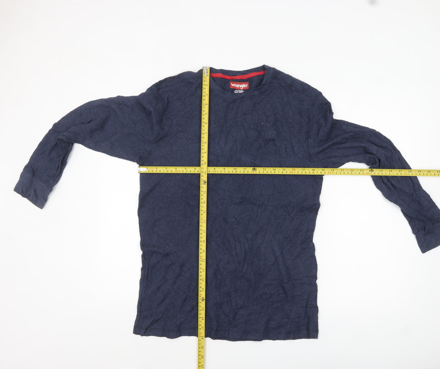 Wrangler Men's Blue Long Sleeve Crew Neck Cotton Blend Top Size L
