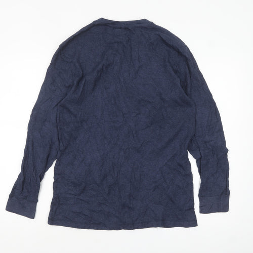 Wrangler Men's Blue Long Sleeve Crew Neck Cotton Blend Top Size L
