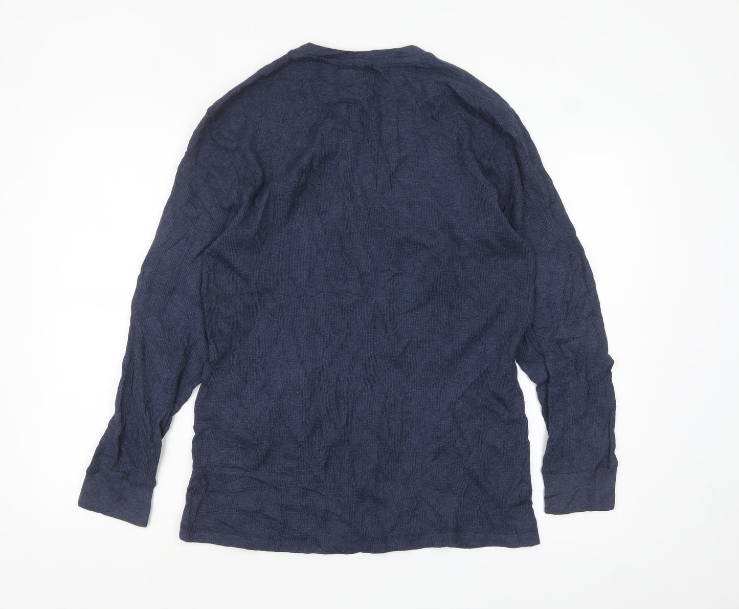 Wrangler Men's Blue Long Sleeve Crew Neck Cotton Blend Top Size L