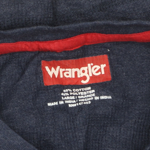 Wrangler Men's Blue Long Sleeve Crew Neck Cotton Blend Top Size L