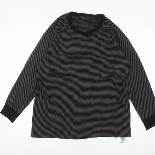 Marks and Spencer Men's Black Striped Long Sleeve Top XL Regular Fit