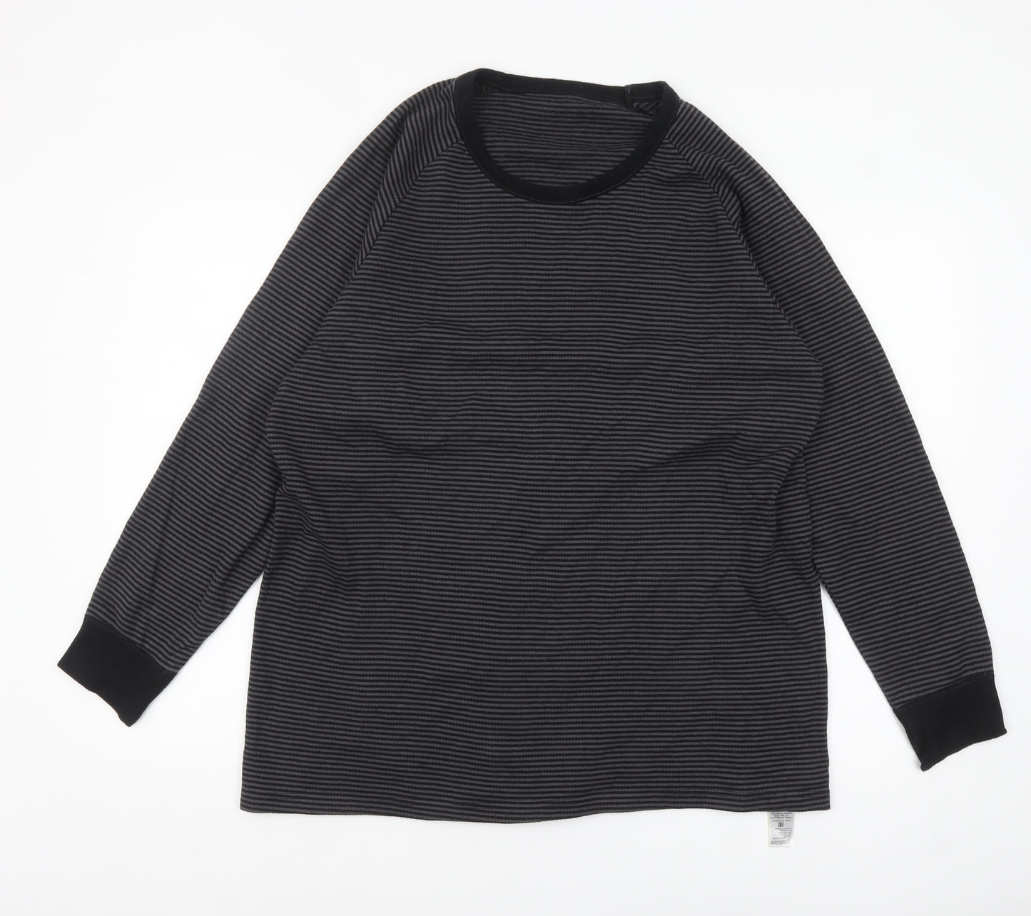 Marks and Spencer Men's Black Striped Long Sleeve Top XL Regular Fit