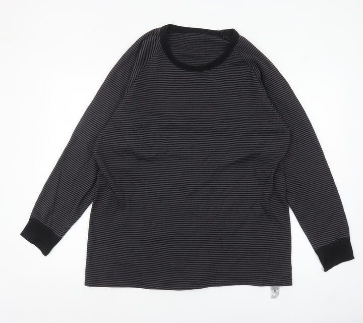 Marks and Spencer Men's Black Striped Long Sleeve Top XL Regular Fit