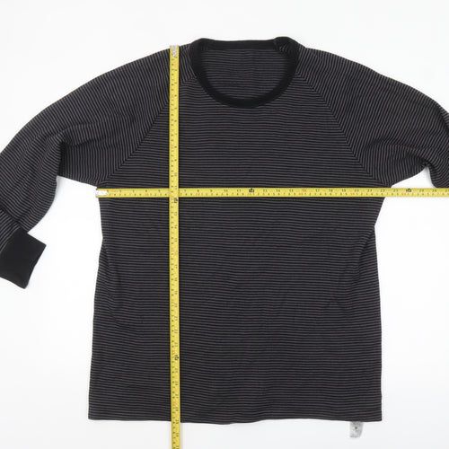 Marks and Spencer Men's Black Striped Long Sleeve Top XL Regular Fit