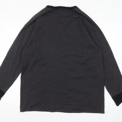 Marks and Spencer Men's Black Striped Long Sleeve Top XL Regular Fit