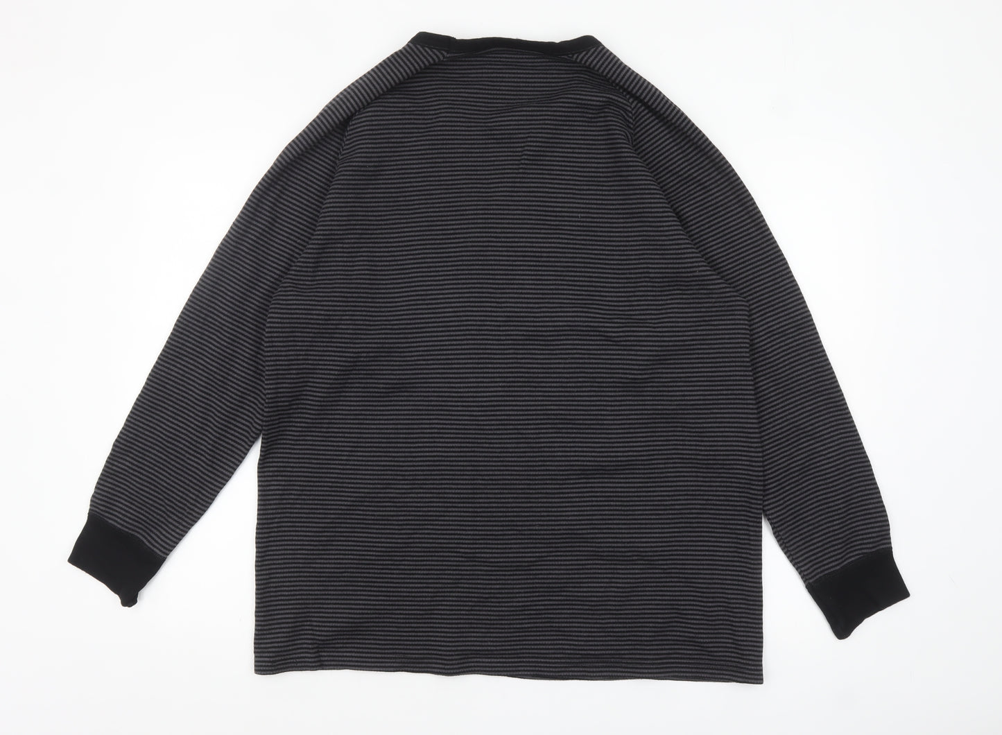 Marks and Spencer Men's Black Striped Long Sleeve Top XL Regular Fit