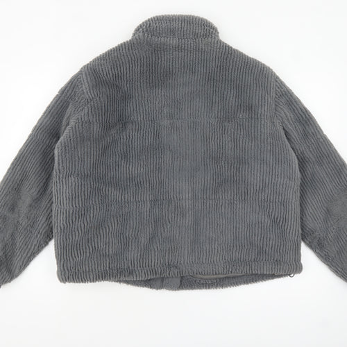 New Look Women Grey Size 14 Short Puffer Jacket Fleece Lined Zip