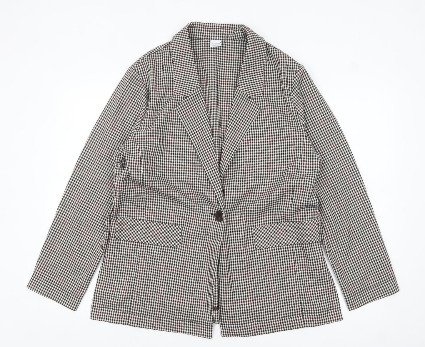 Bossini Women's Brown Check Blazer XL UK 16 Single-Breasted Jacket