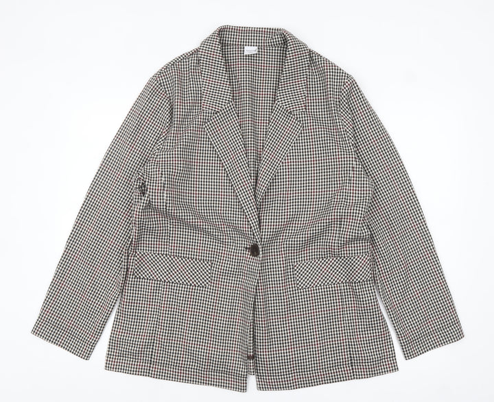 Bossini Women's Brown Check Blazer XL UK 16 Single-Breasted Jacket