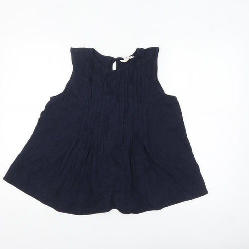 Marks and Spencer Per Una Women's Blue Linen Blend Sleeveless Tunic Blouse Size 14