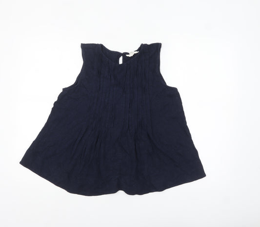 Marks and Spencer Per Una Women's Blue Linen Blend Sleeveless Tunic Blouse Size 14