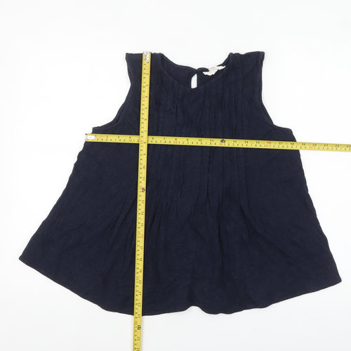 Marks and Spencer Per Una Women's Blue Linen Blend Sleeveless Tunic Blouse Size 14