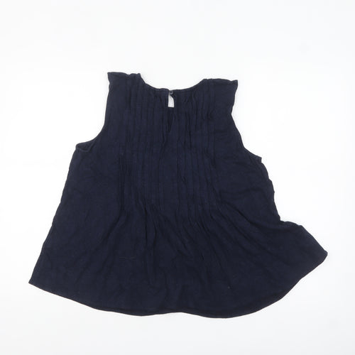 Marks and Spencer Per Una Women's Blue Linen Blend Sleeveless Tunic Blouse Size 14