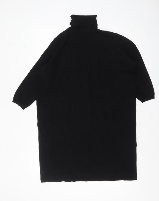 Hush Women’s Black Roll Neck Relaxed Knit Jumper Dress Size 10