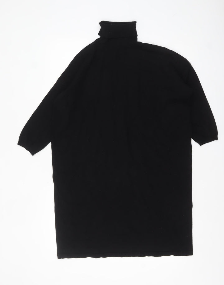 Hush Women’s Black Roll Neck Relaxed Knit Jumper Dress Size 10
