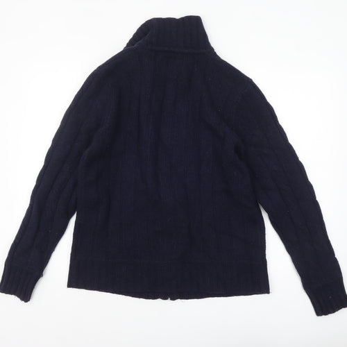 H&M L.O.G.G. Men's Blue Wool Cable-Knit Full Zip Jumper L