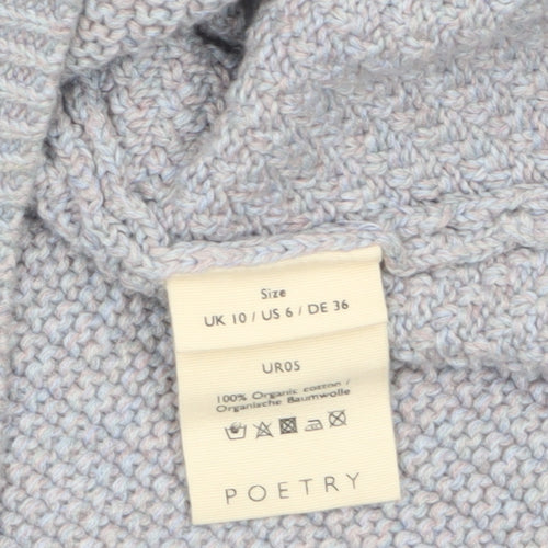 Poetry Women's Grey Organic Cotton Collared Button-Up Knit Top Size 10