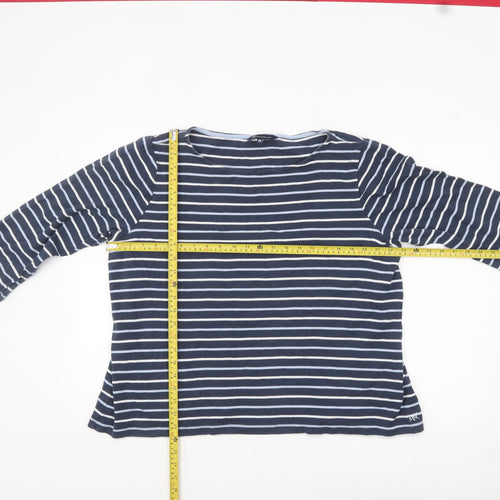 Crew Clothing Company Womens Blue Striped 3/4 Sleeve Cotton T-Shirt Size 18