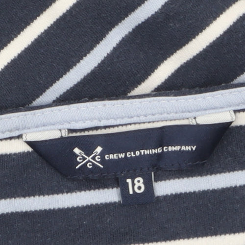 Crew Clothing Company Womens Blue Striped 3/4 Sleeve Cotton T-Shirt Size 18