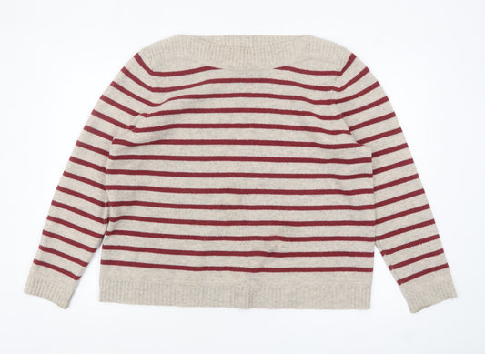 Seasalt Cornwall Women Beige Striped Wool Jumper UK 20