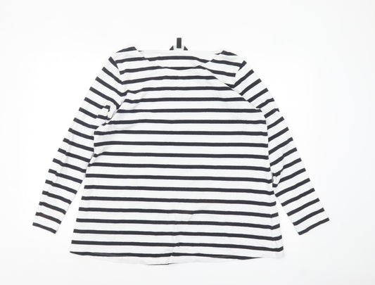 Isabella Oliver Women’s Black White Striped Long Sleeve Cotton T-Shirt Size 12