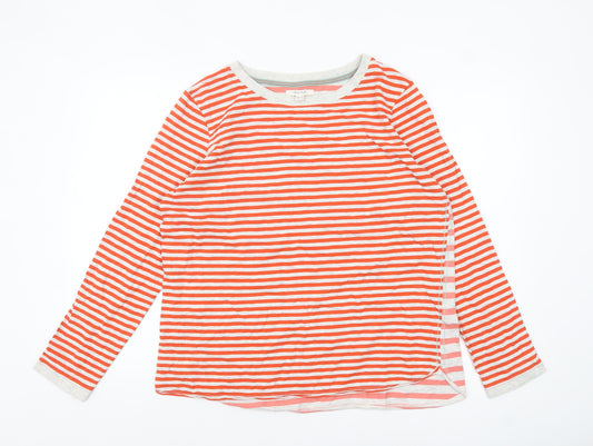 White Stuff Women Orange Stripe Long Sleeve T-Shirt UK 18