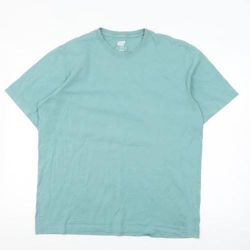 Lands' End Men's Blue Cotton Crew Neck Short Sleeve T-Shirt L