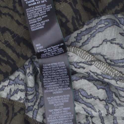 Marks and Spencer Women's Green Animal Print V-Neck Long Sleeve Top Size 12