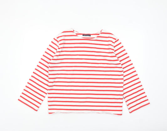 Marks and Spencer Women’s Red White Striped Long Sleeve Jersey Top Size 10