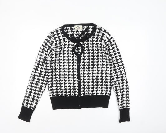 Banned Apparel Women’s Black & White Houndstooth Knit Cardigan L
