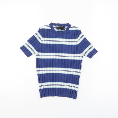 ASOS Design Women's Blue Striped Knit T-Shirt Size 4
