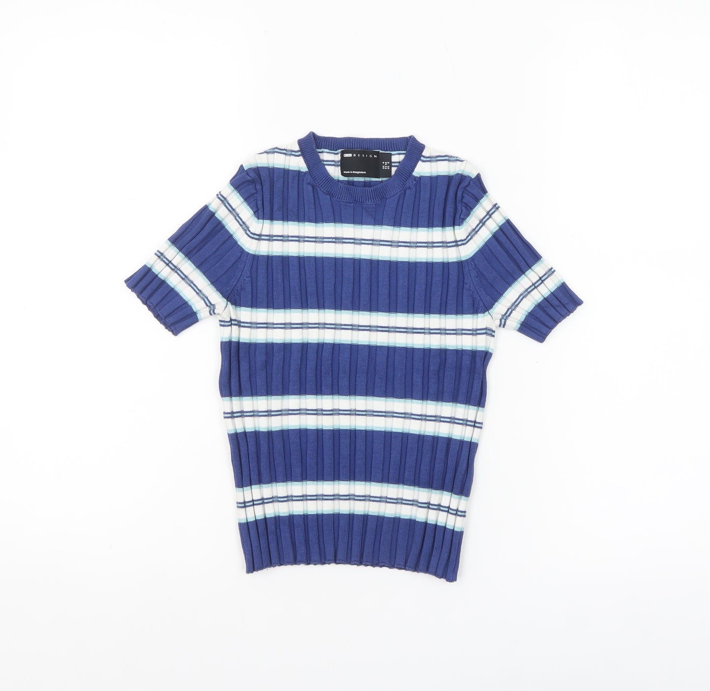 ASOS Design Women's Blue Striped Knit T-Shirt Size 4