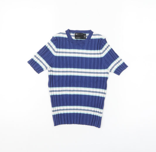 ASOS Design Women's Blue Striped Knit T-Shirt Size 4