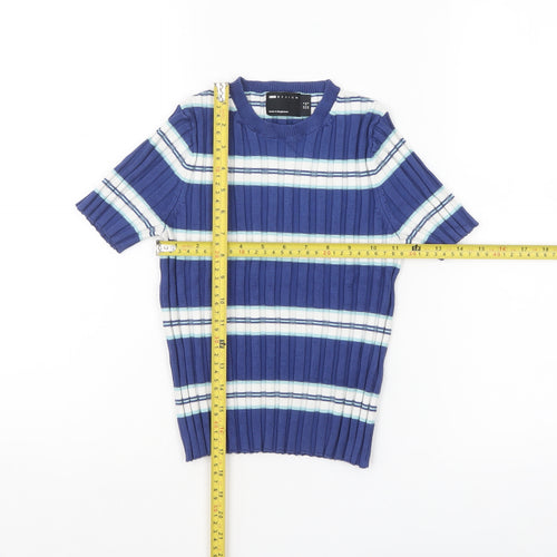 ASOS Design Women's Blue Striped Knit T-Shirt Size 4