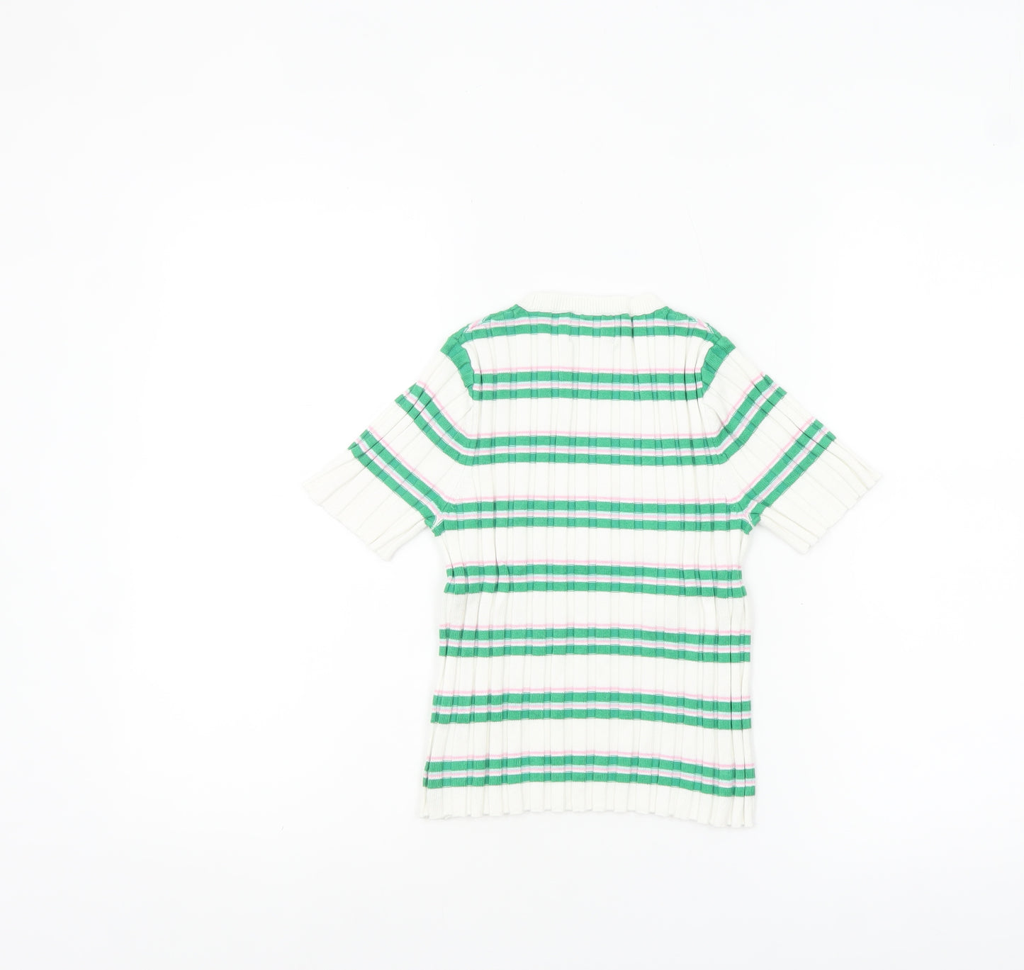 ASOS DESIGN Women’s White Green Striped Short Sleeve Knit T-Shirt Size 4