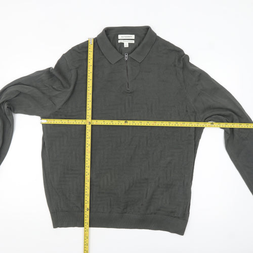 Marks and Spencer Men’s Grey Collared Cotton Half Zip Jumper XL