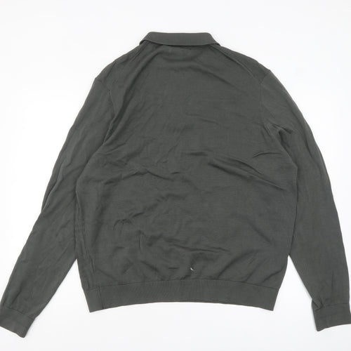 Marks and Spencer Men’s Grey Collared Cotton Half Zip Jumper XL