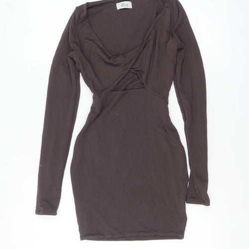 Oh Polly Women’s Brown Long Sleeve Bodycon Mini Dress Size 4