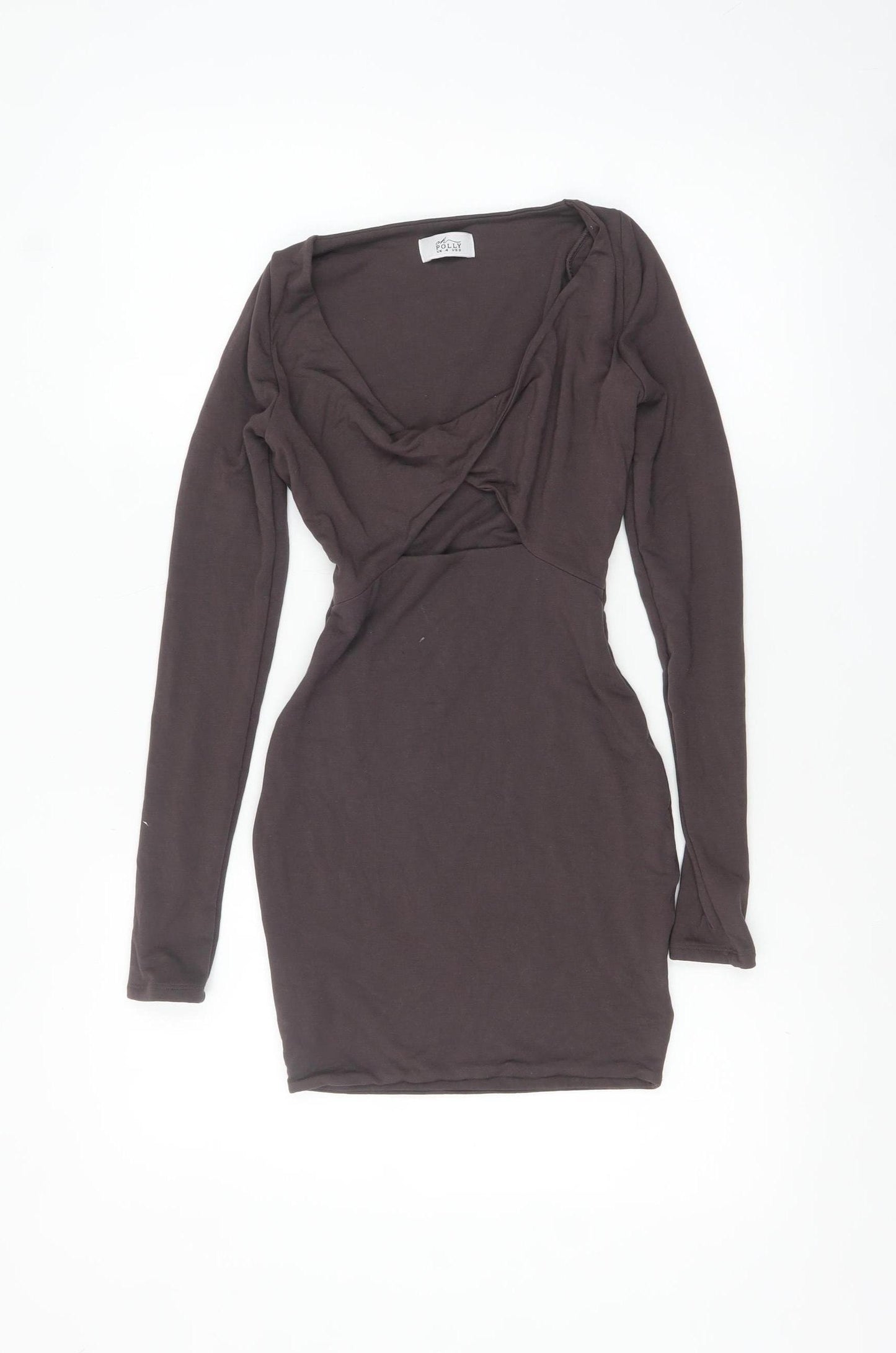 Oh Polly Women’s Brown Long Sleeve Bodycon Mini Dress Size 4