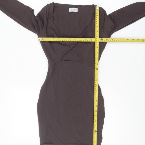 Oh Polly Women’s Brown Long Sleeve Bodycon Mini Dress Size 4