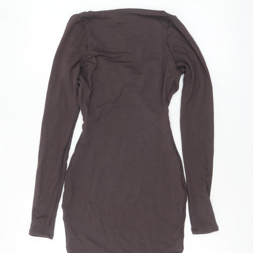 Oh Polly Women’s Brown Long Sleeve Bodycon Mini Dress Size 4