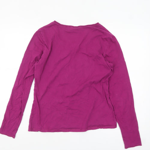 Lazy Jacks Women's Purple Long Sleeve Cotton Scoop Neck Top Size 12