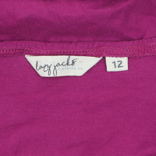 Lazy Jacks Women's Purple Long Sleeve Cotton Scoop Neck Top Size 12