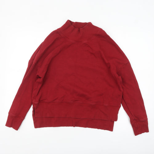 Next Women's Red Mock Neck Pullover Sweatshirt Size 14 Cotton Blend