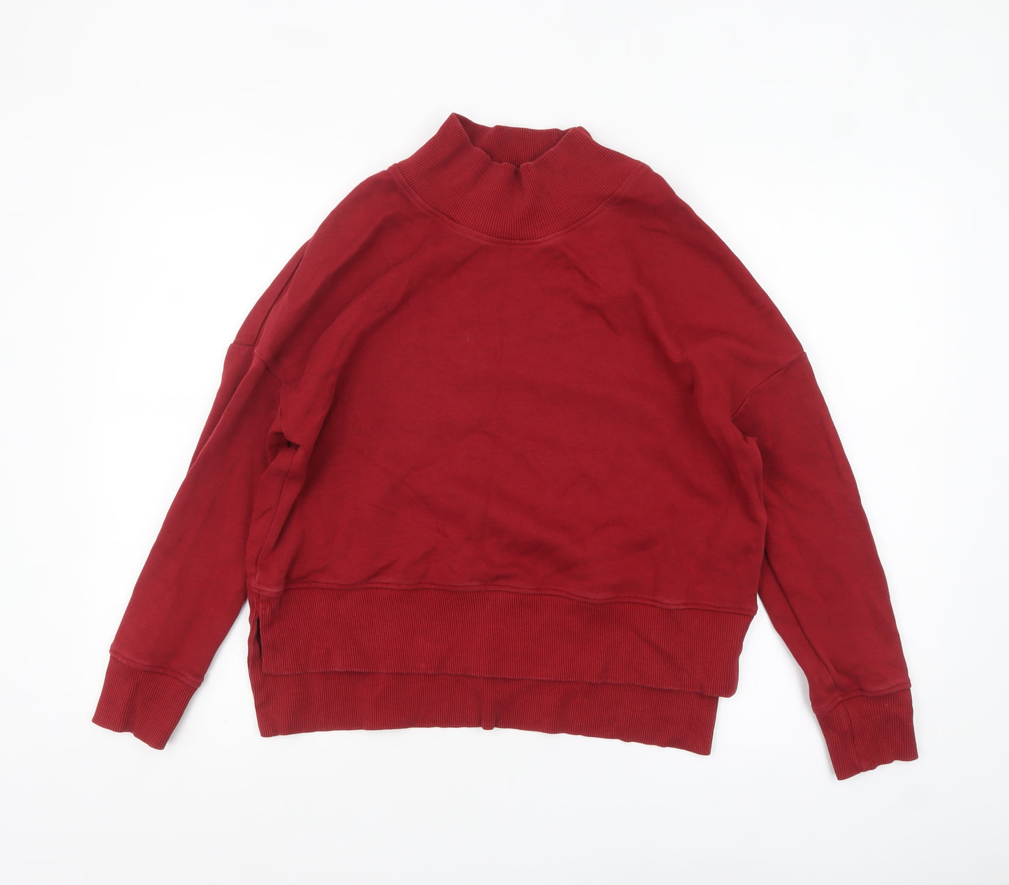 Next Women's Red Mock Neck Pullover Sweatshirt Size 14 Cotton Blend