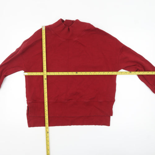 Next Women's Red Mock Neck Pullover Sweatshirt Size 14 Cotton Blend