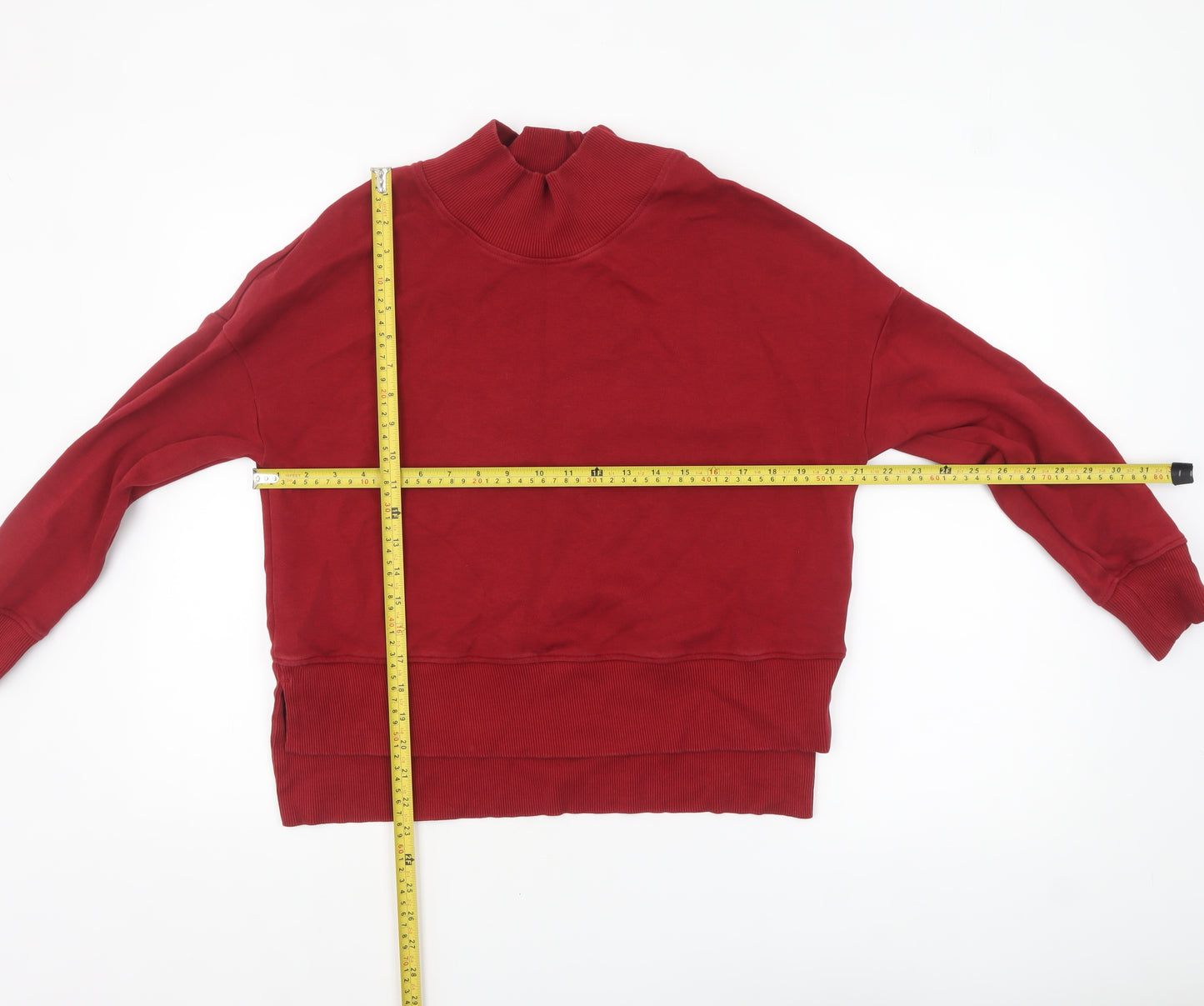 Next Women's Red Mock Neck Pullover Sweatshirt Size 14 Cotton Blend