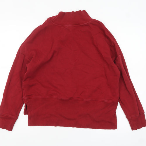 Next Women's Red Mock Neck Pullover Sweatshirt Size 14 Cotton Blend