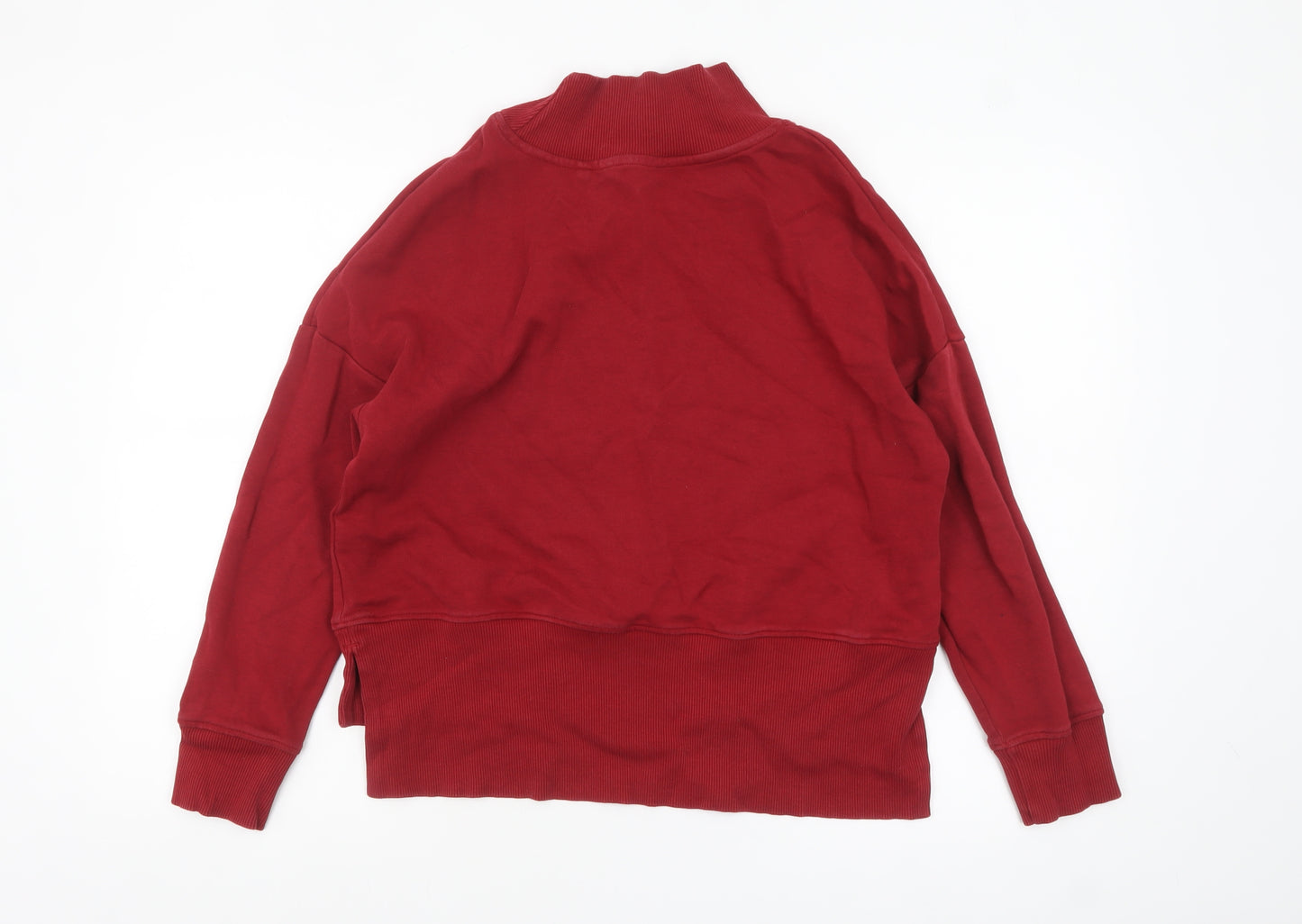 Next Women's Red Mock Neck Pullover Sweatshirt Size 14 Cotton Blend