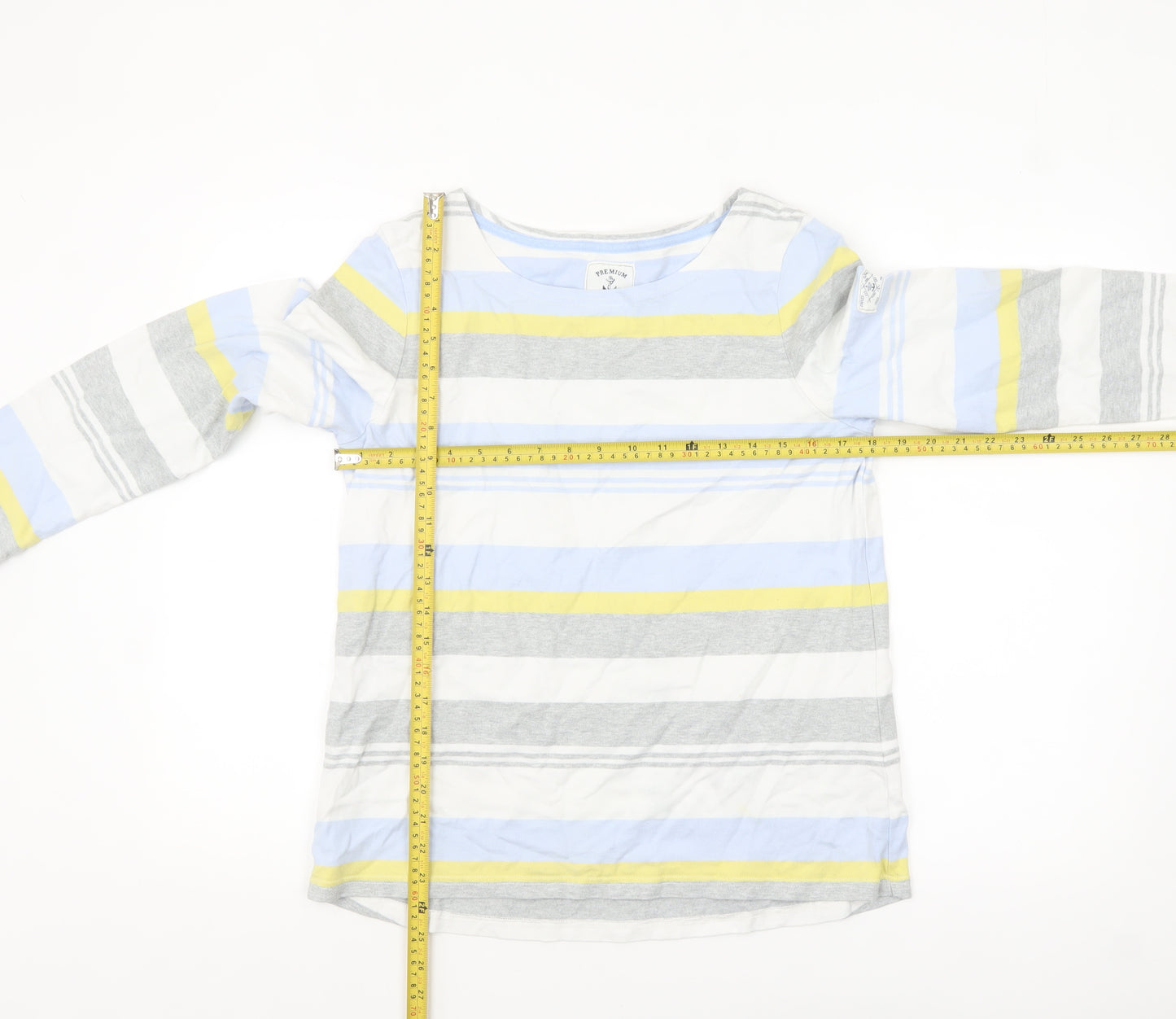 Joules Women’s Multicoloured Striped Long Sleeve Cotton T-Shirt Size 16